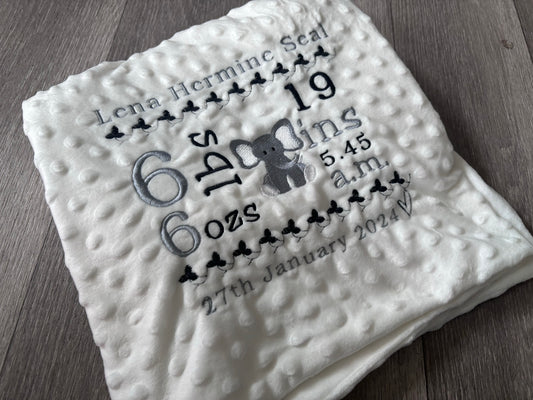 Birth Announcement Embroidered Bubble Baby Blanket