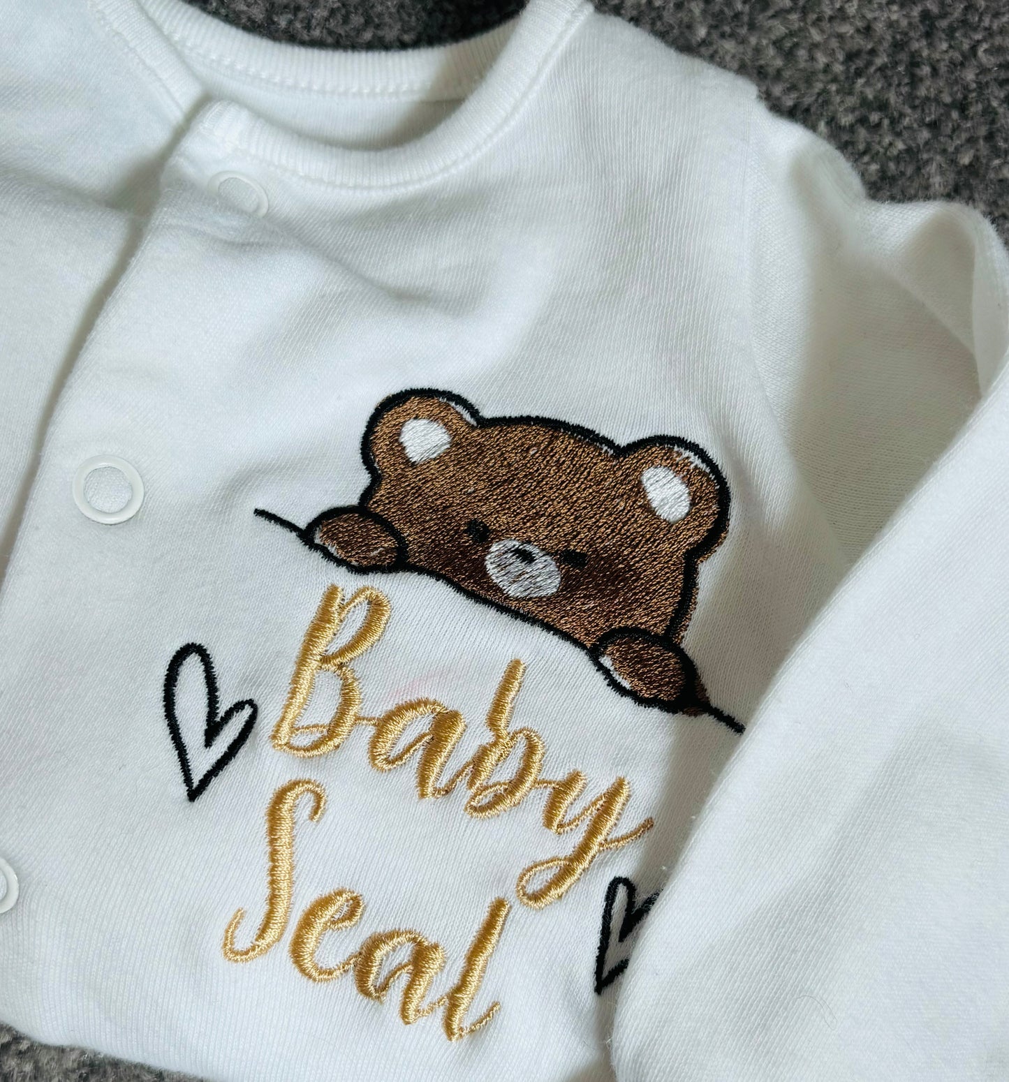 Teddy Bear with Personalised Surname Sleepsuit