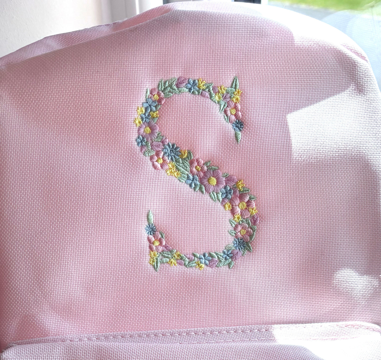 Kids Embroidered Flower Letter Backpack