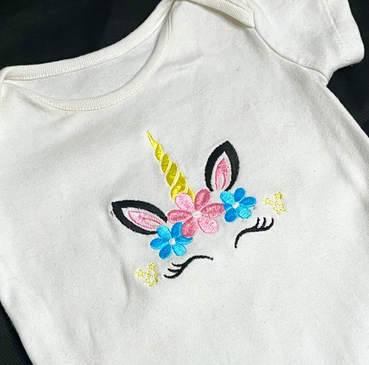 Unicorn Embroidered Baby Grow