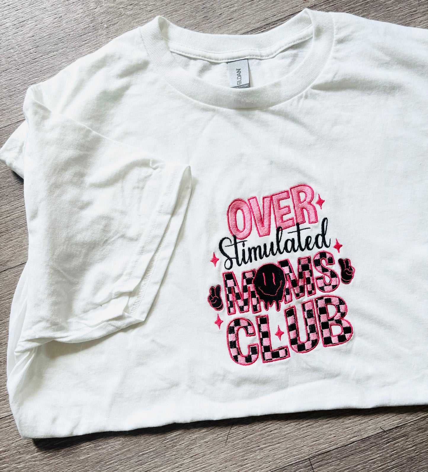Over Stimulated Moms Club Embroidered Tshirt