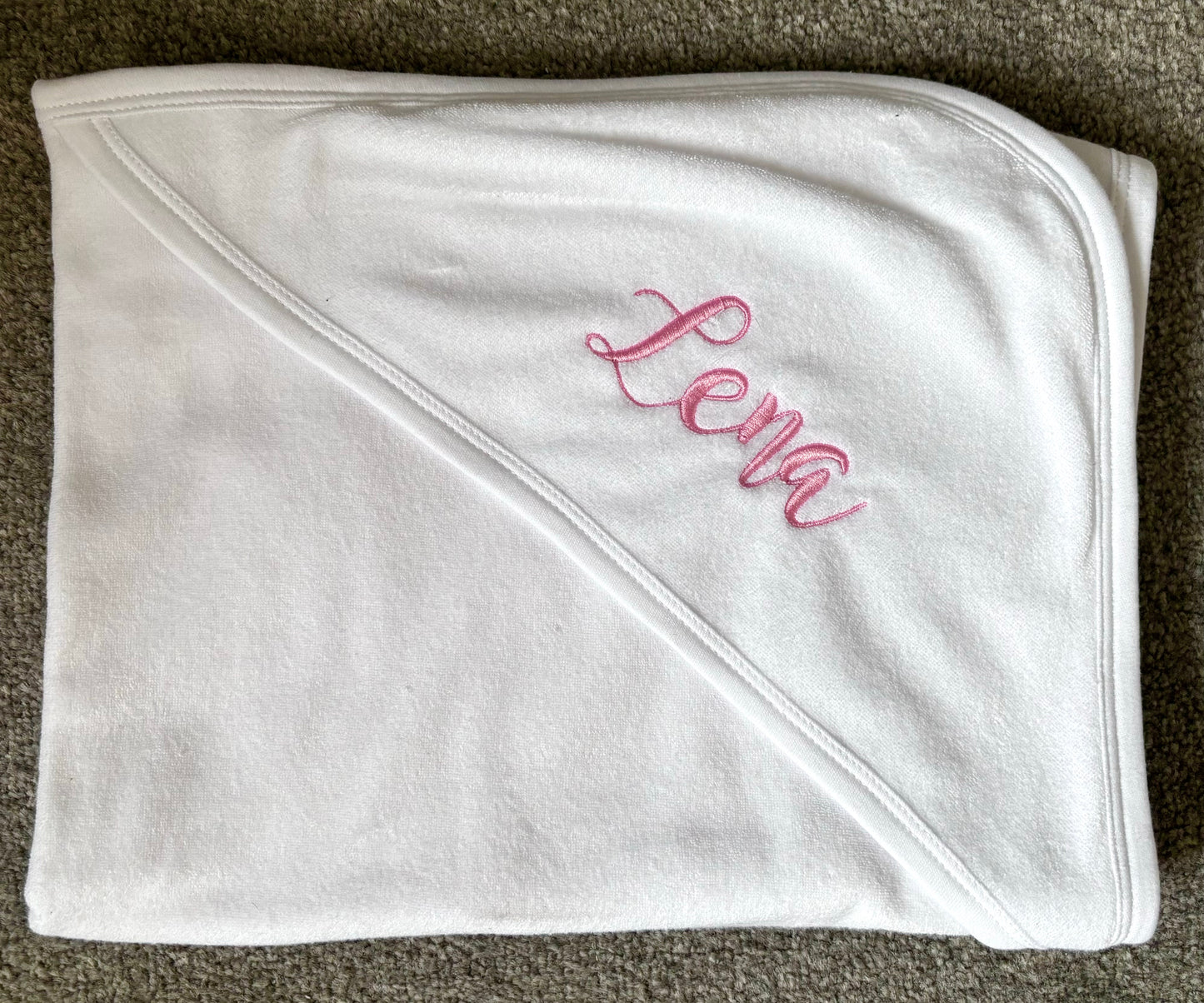 White Embroidered Hooded Baby Towel