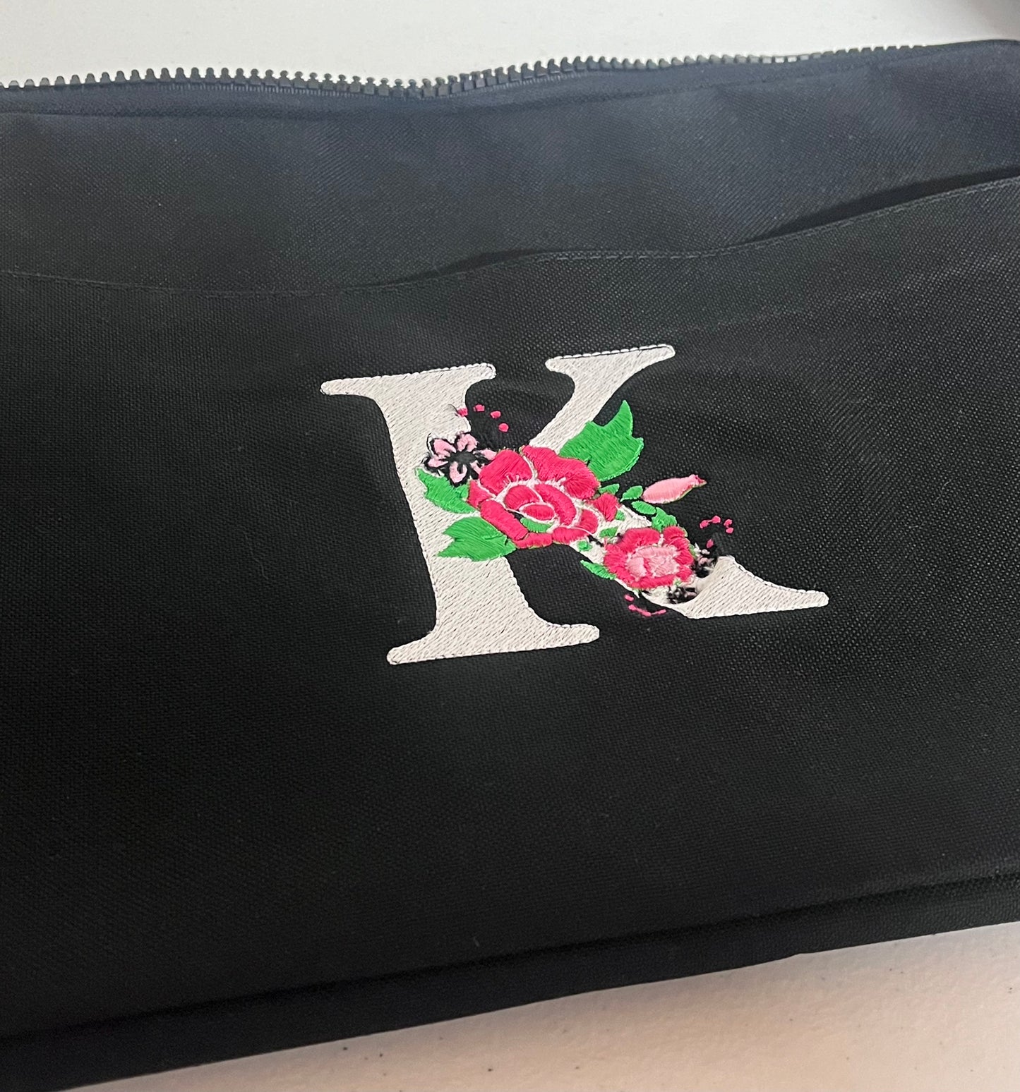 Flower Monogram Embroidered Laptop Bag