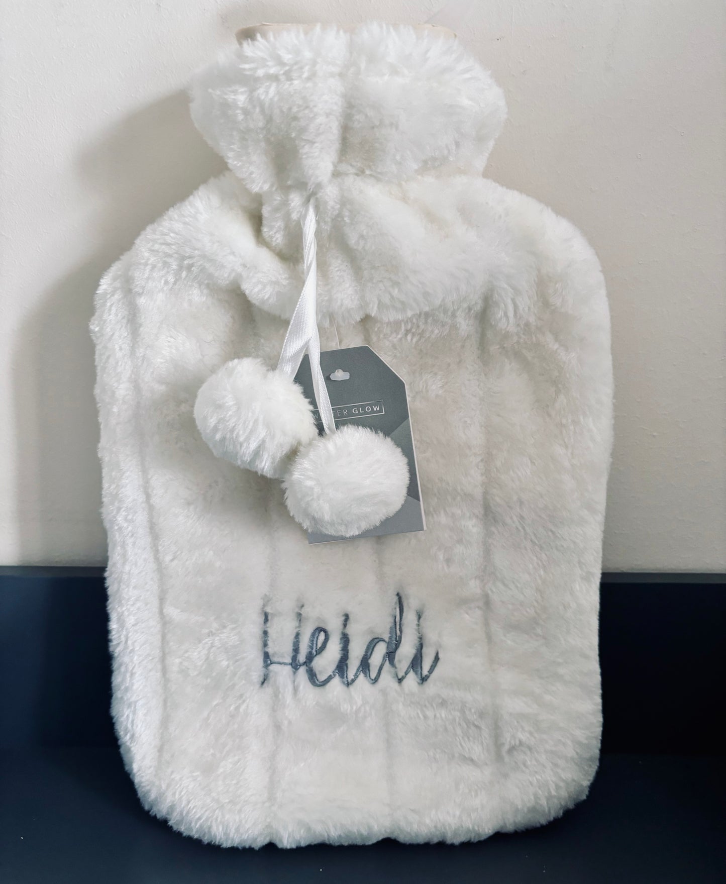 Personalised Embroidered Plush Pom Pom Hot Water Bottle
