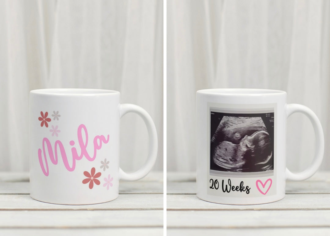 Baby Girl Personalised Scan Photo Mug