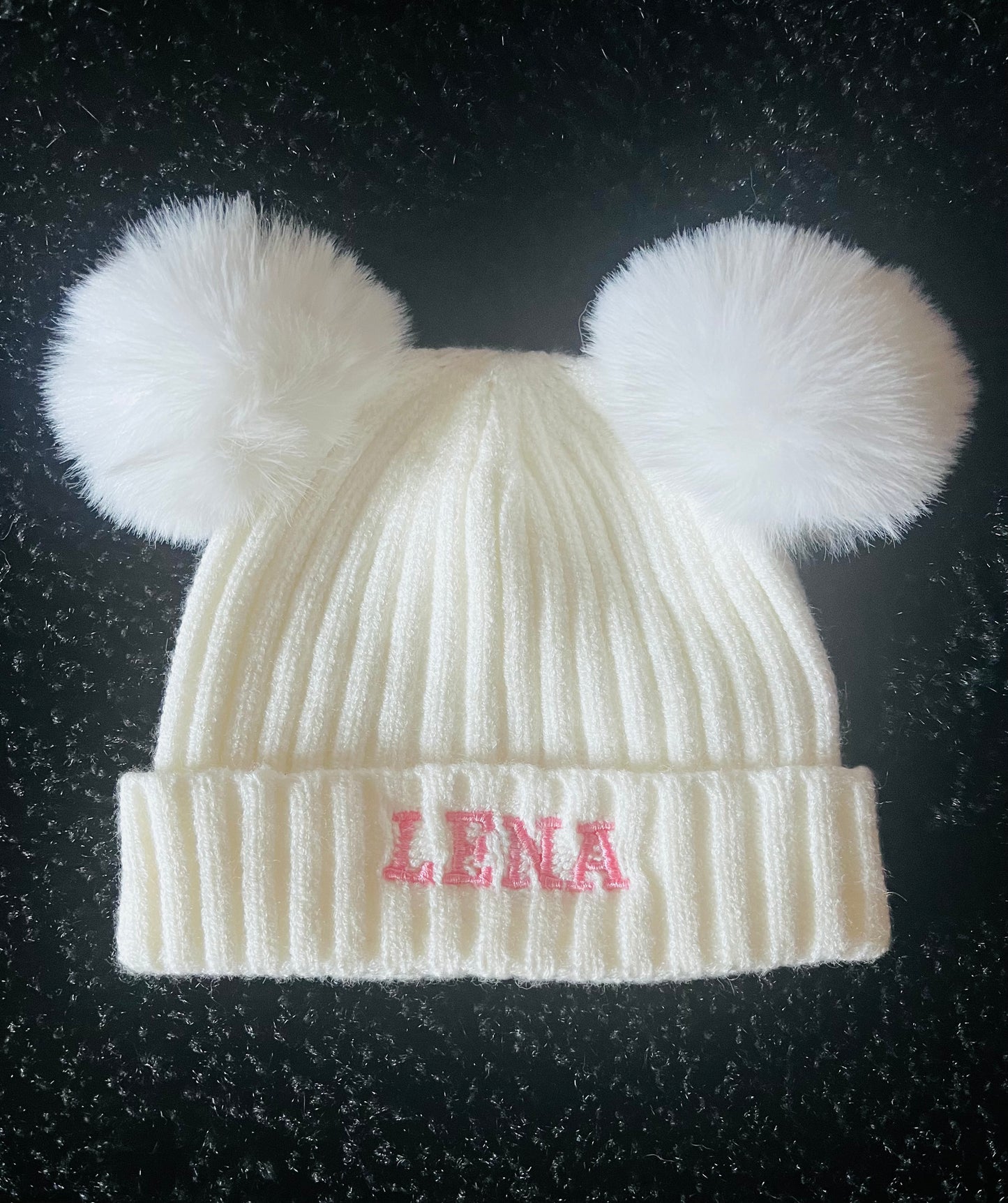 Personalised Embroidered Double Pom Pom Beanie