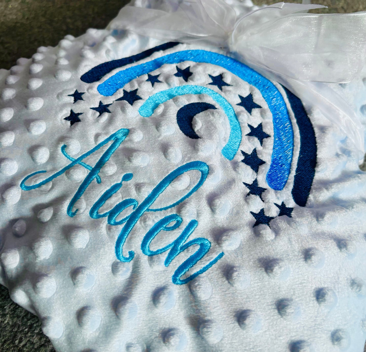 Personalised Embroidered Moon & Stars Bubble Blanket