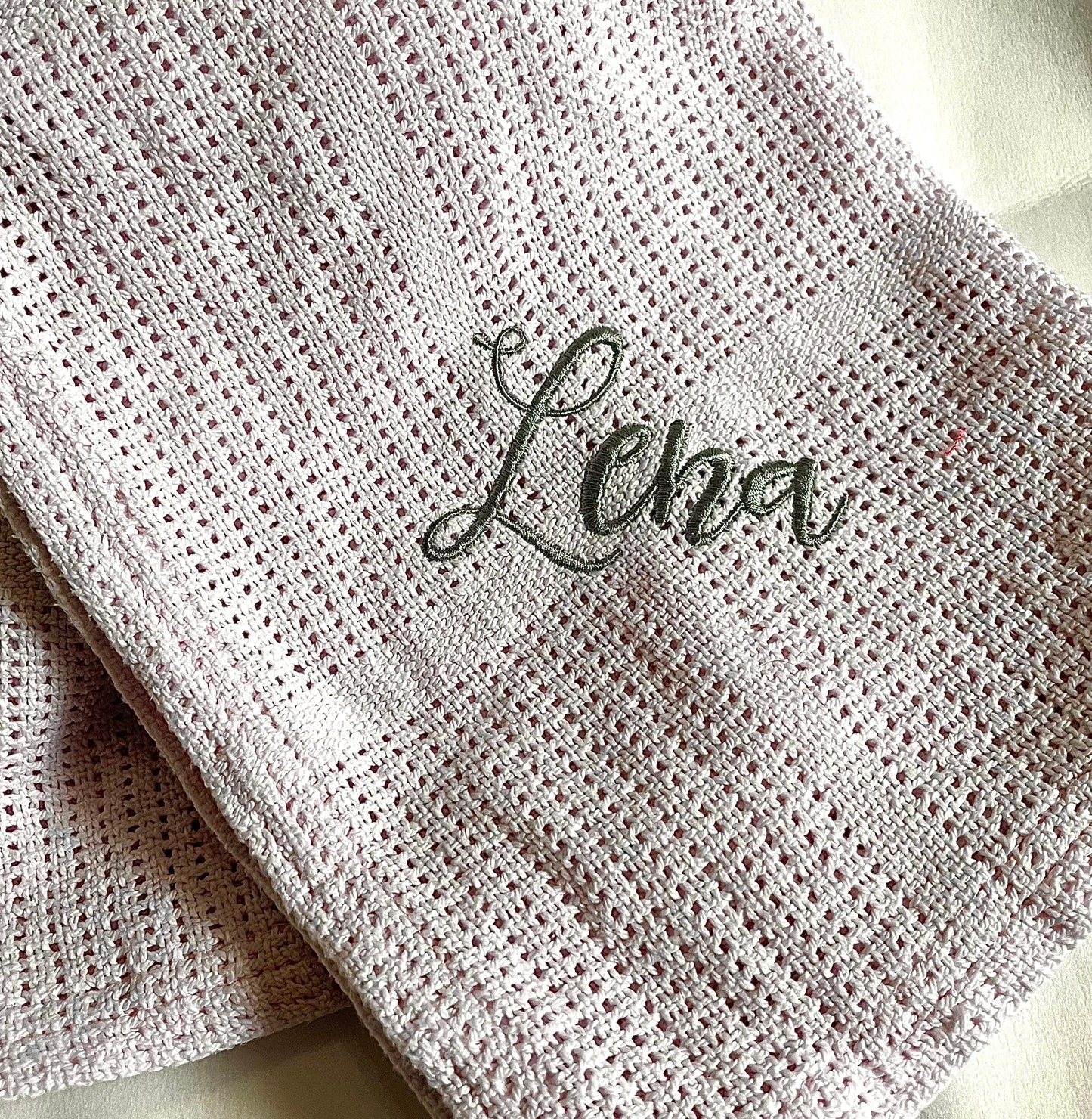 Embroidered Cellular Baby Blanket