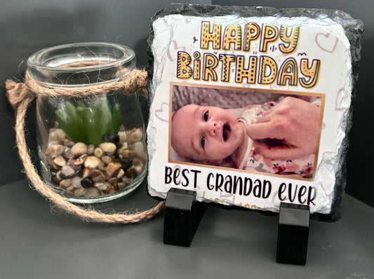 Personalised Photo Slate Coaster with Stand