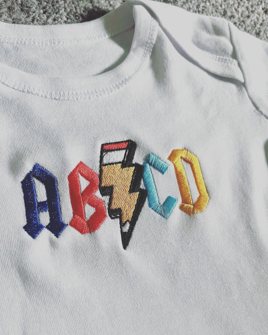 ABCD Embroidered Baby Grow