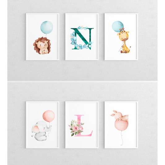 Set of 3 Watercolour Animal Nursery Prints