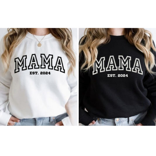 Mama Est. Personalised Year Embroidered Sweatshirt