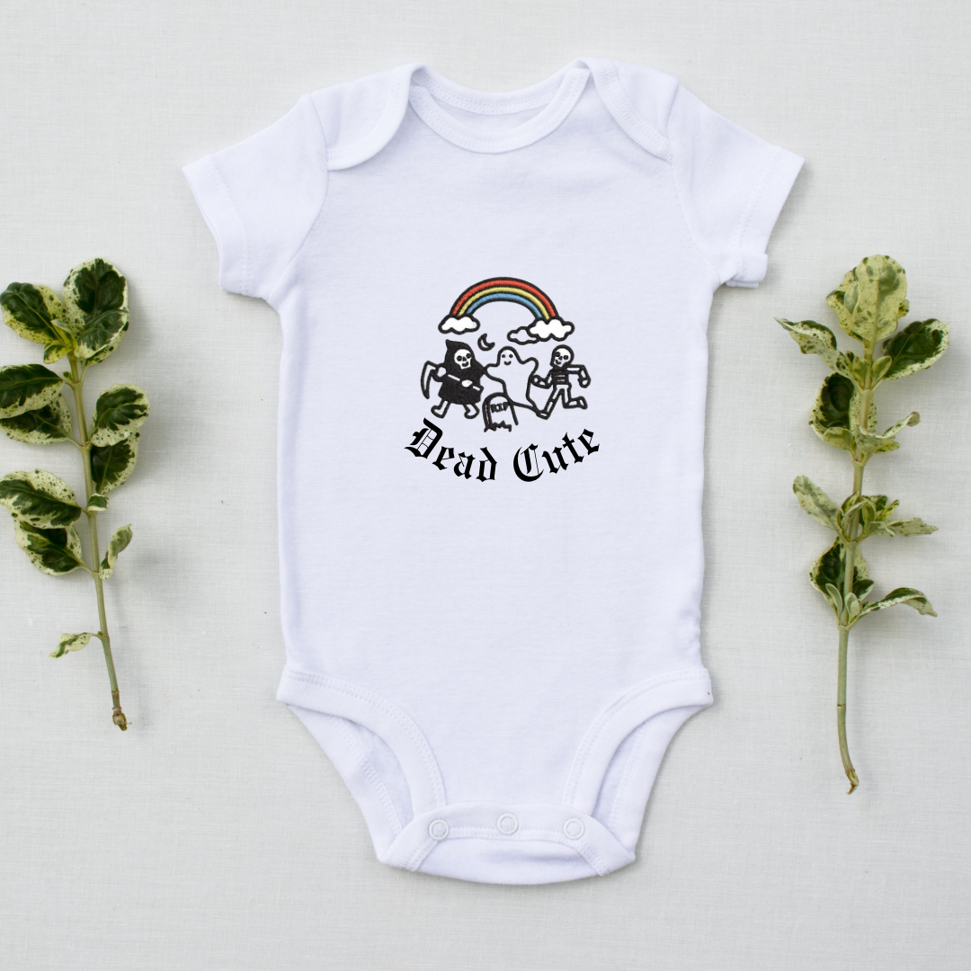 Dead Cute Party Embroidered Baby Grow
