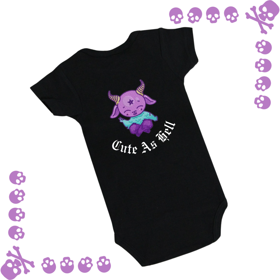 Cute As Hell Embroidered Baby Grow