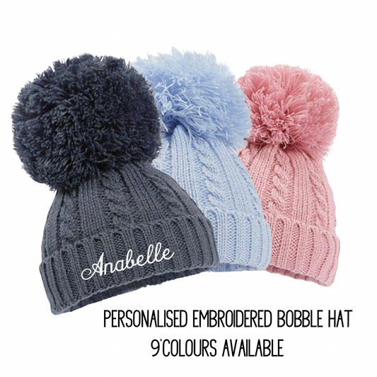 Personalised Embroidered Baby Bobble Hat