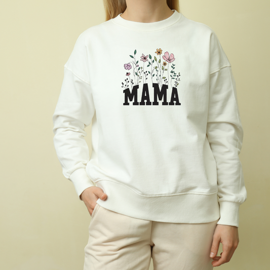 Embroidered MAMA Flowers Sweatshirt