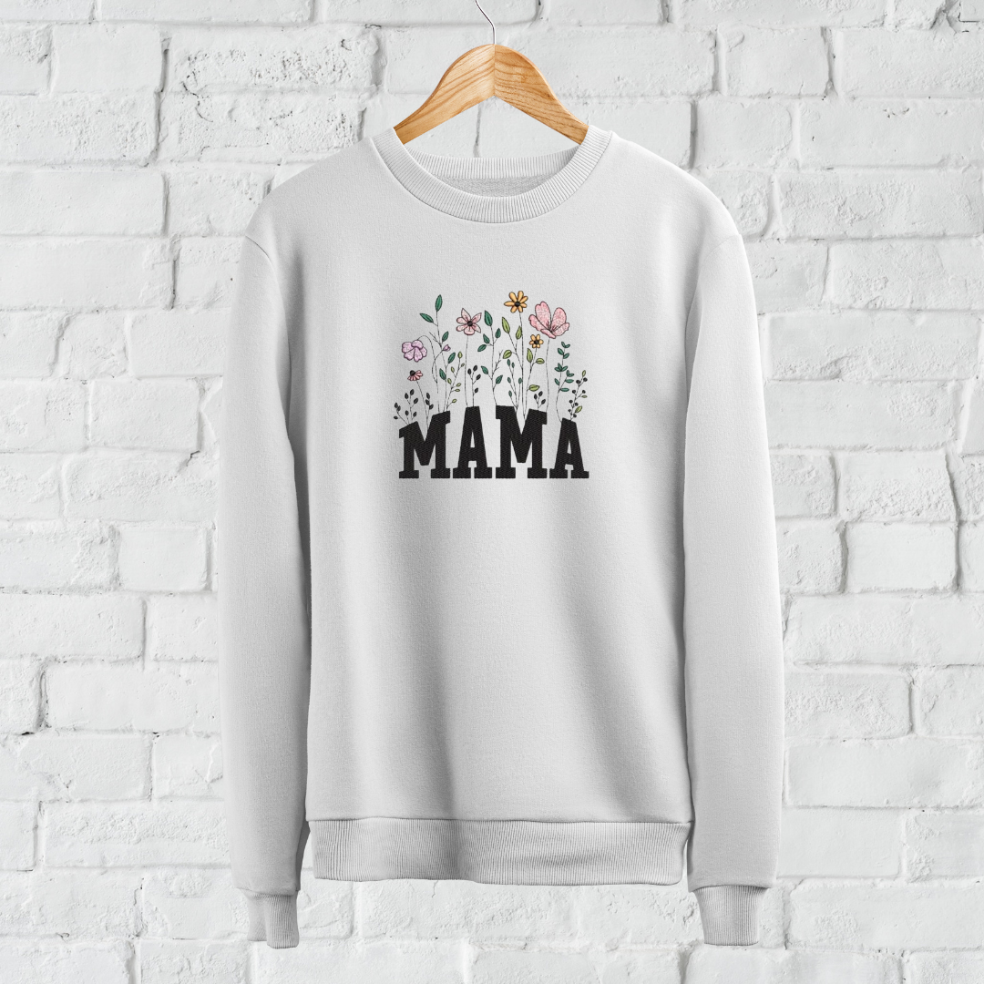 Embroidered MAMA Flowers Sweatshirt