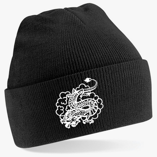 Chinese Dragon Embroidered Cuffed Beanie