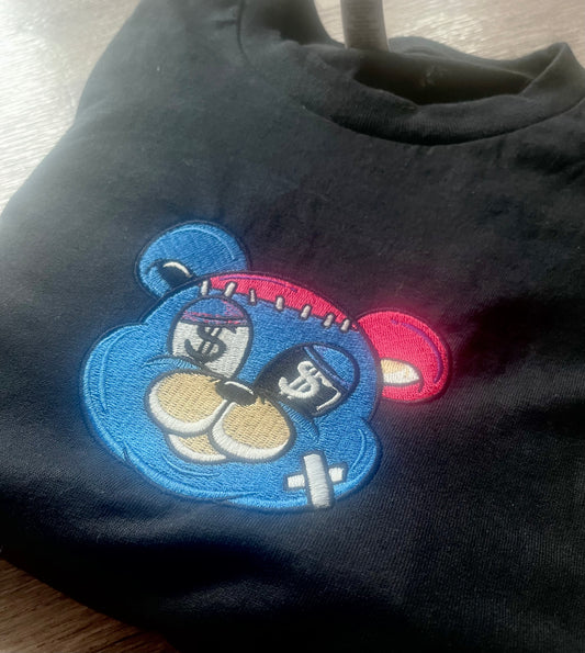 Blue Embroidered Bear T-shirt