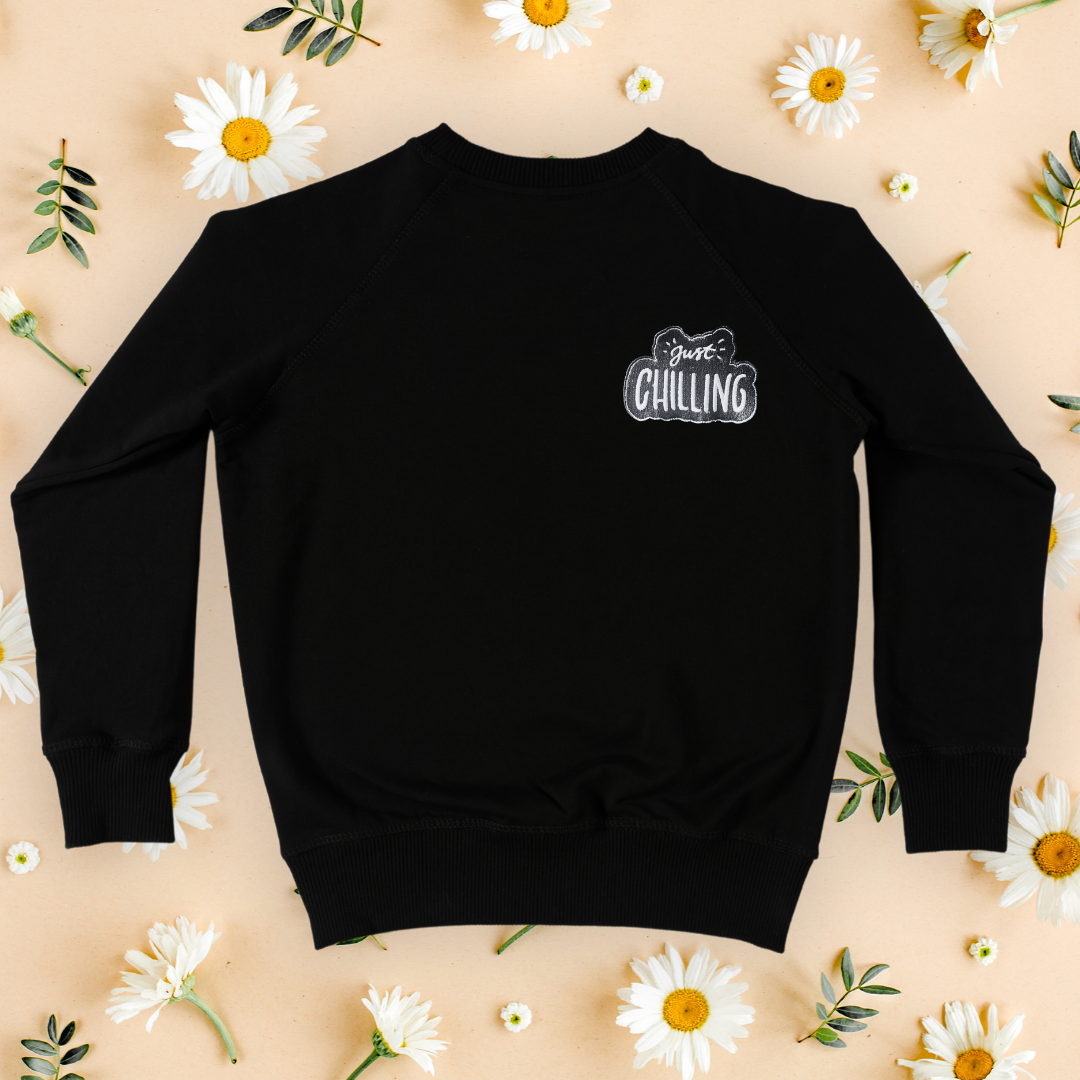 ‘Just Chillin’ Embroidered Hoodie, Sweatshirt & T-shirt