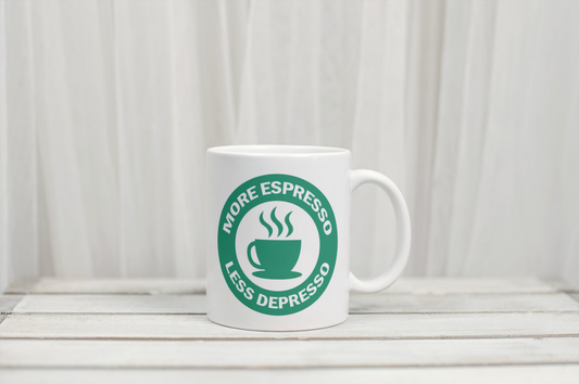 ‘More Espresso, Less Depresso’ Custom Mug