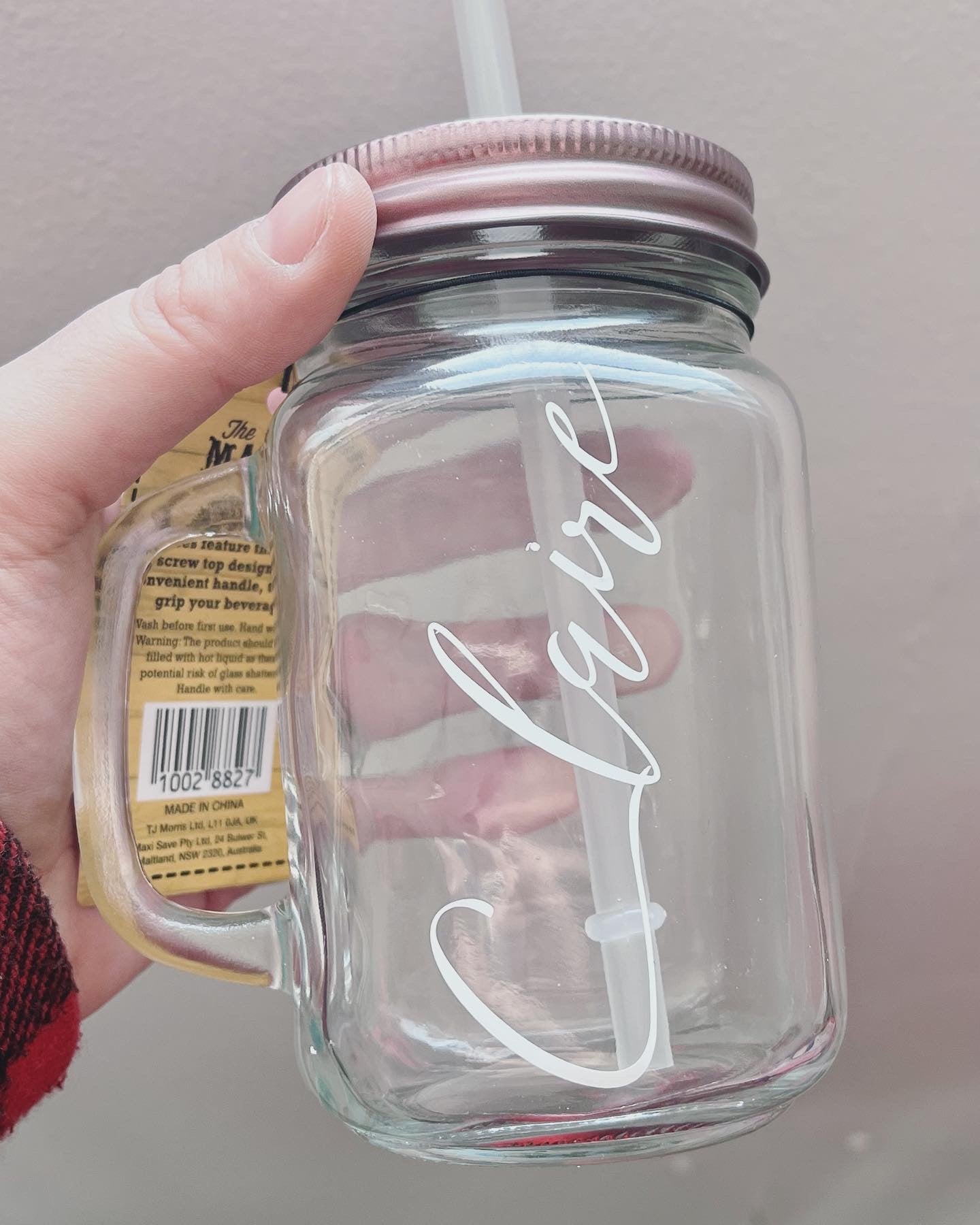 Personalised Mason Jar with Lid and Straw