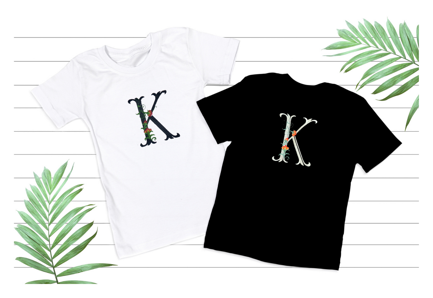 Personalised Embroidered Flower Initial T-shirt