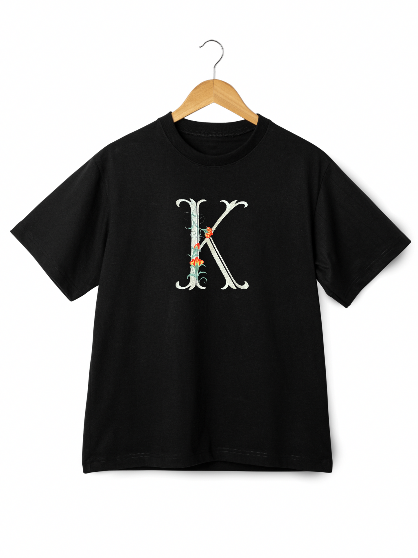 Personalised Embroidered Flower Initial T-shirt