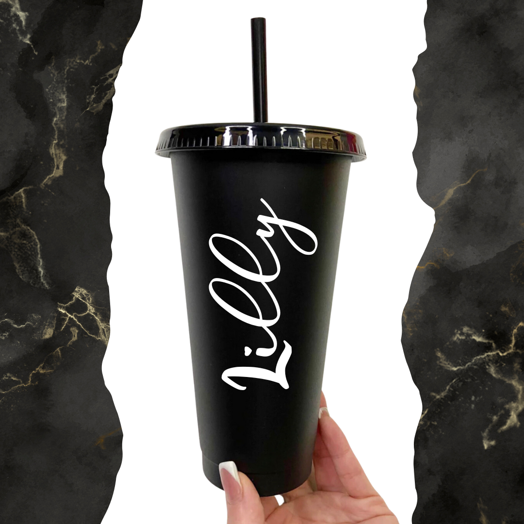 Personalised Signature Style 24oz Cold Cup with Lid and Straw