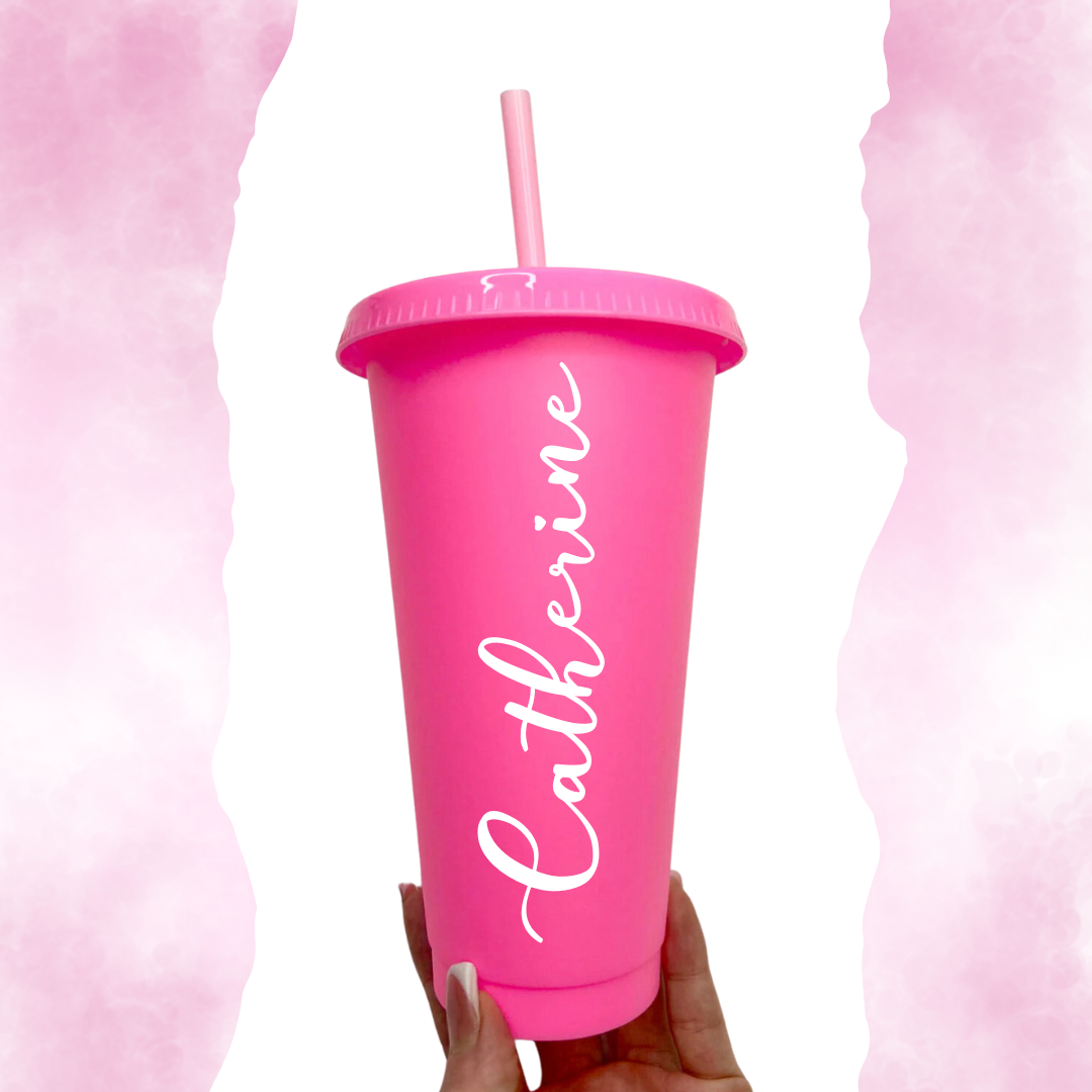 Personalised Signature Style 24oz Cold Cup with Lid and Straw