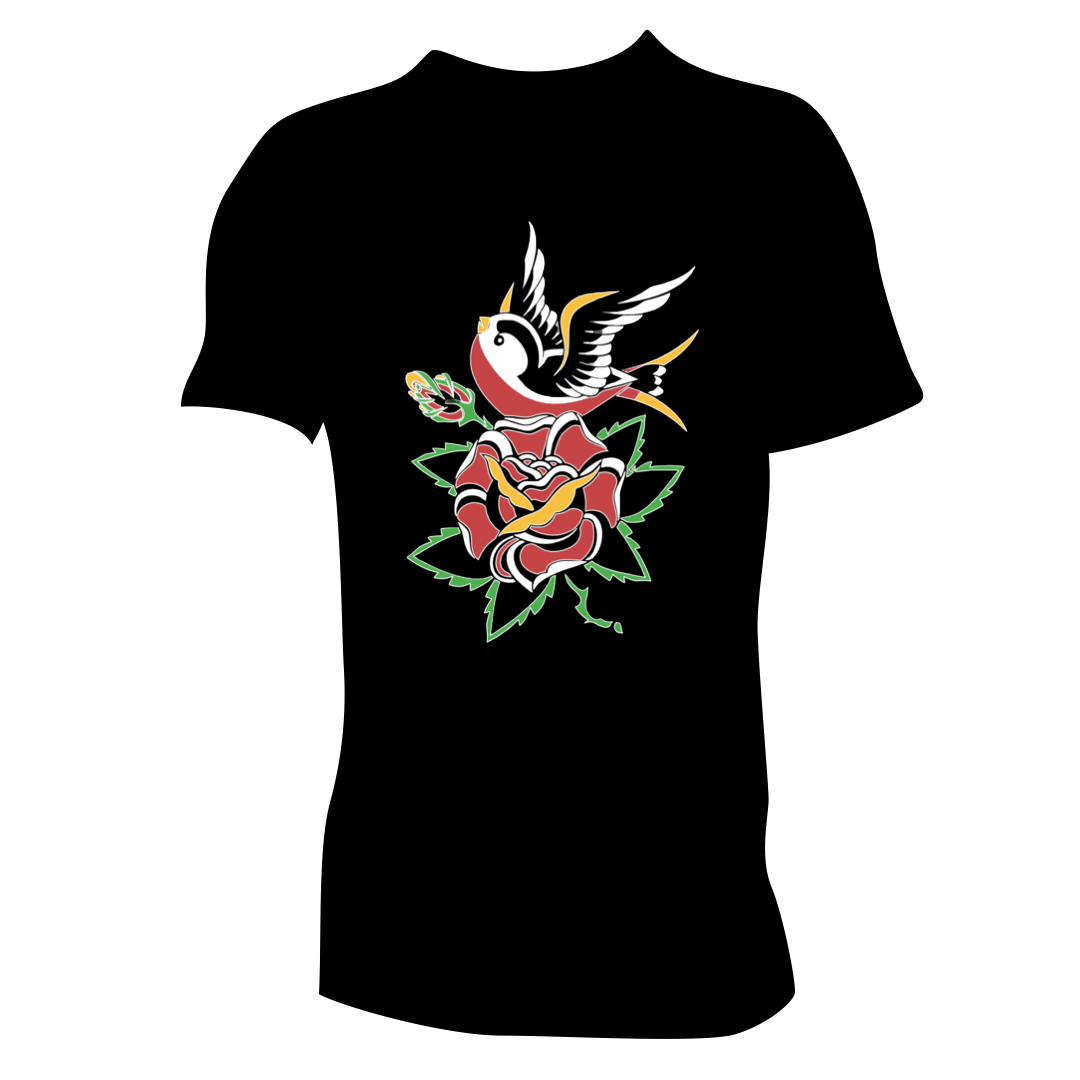 Swallow & Rose Black Unisex T-shirt