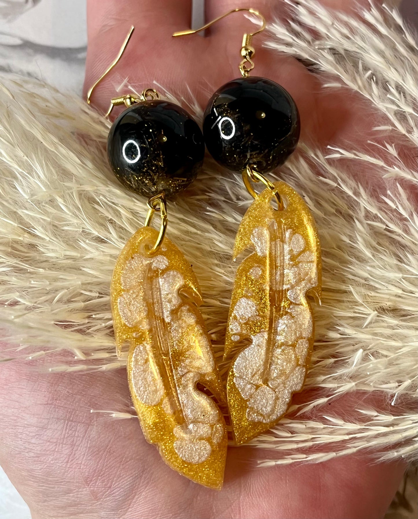 Handmade Gold Feather Earrings