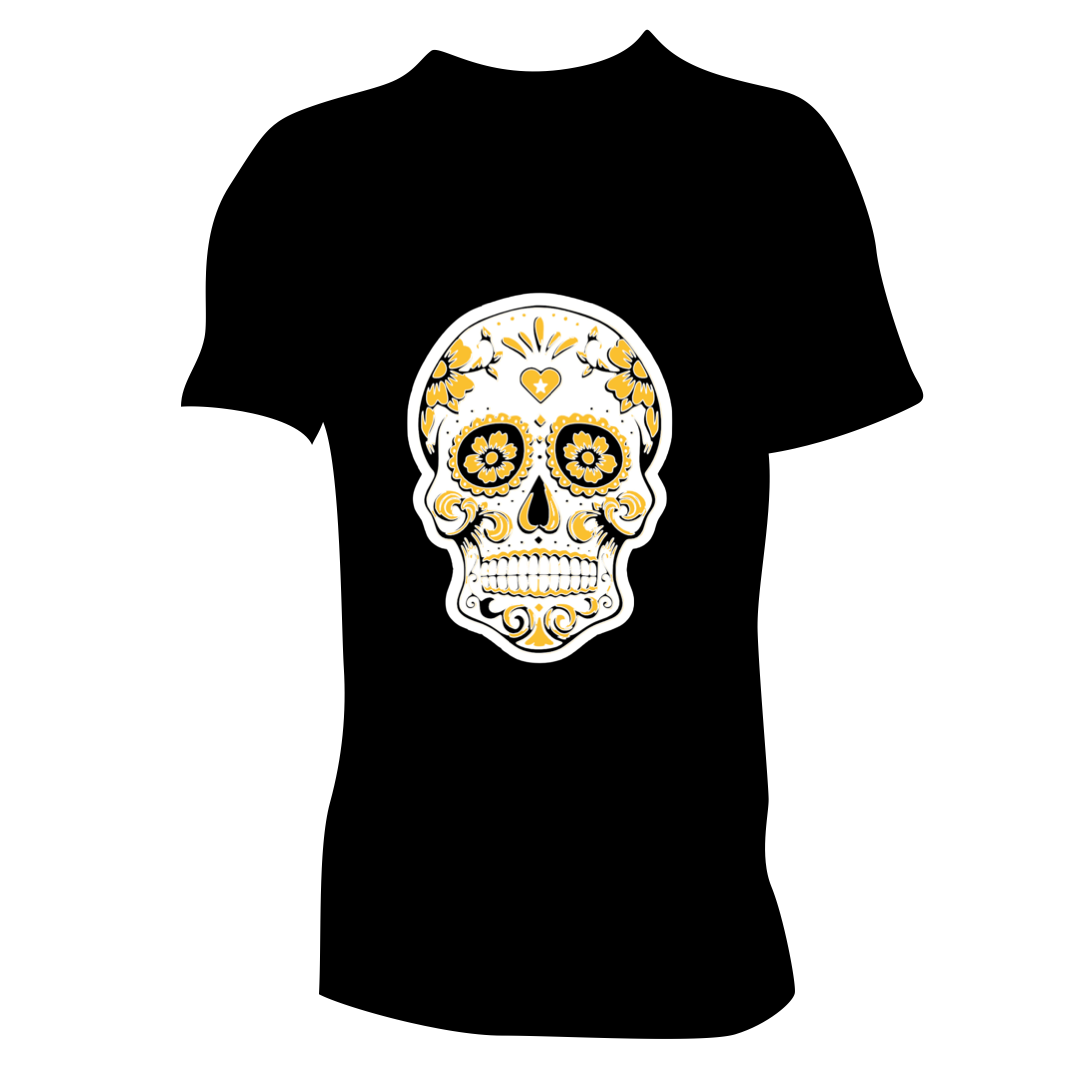 Candy Skull Graphic 100% Cotton Unisex Black T-shirt