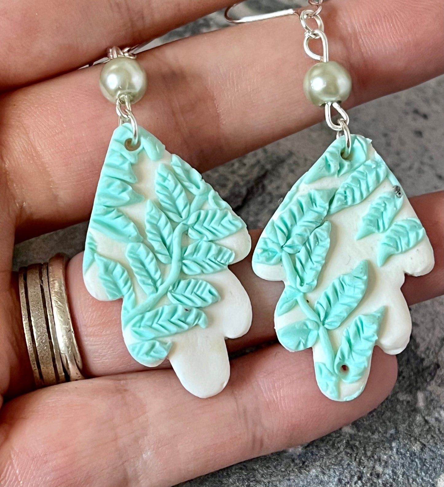 Handmade Leaf Polymer Clay Earrings