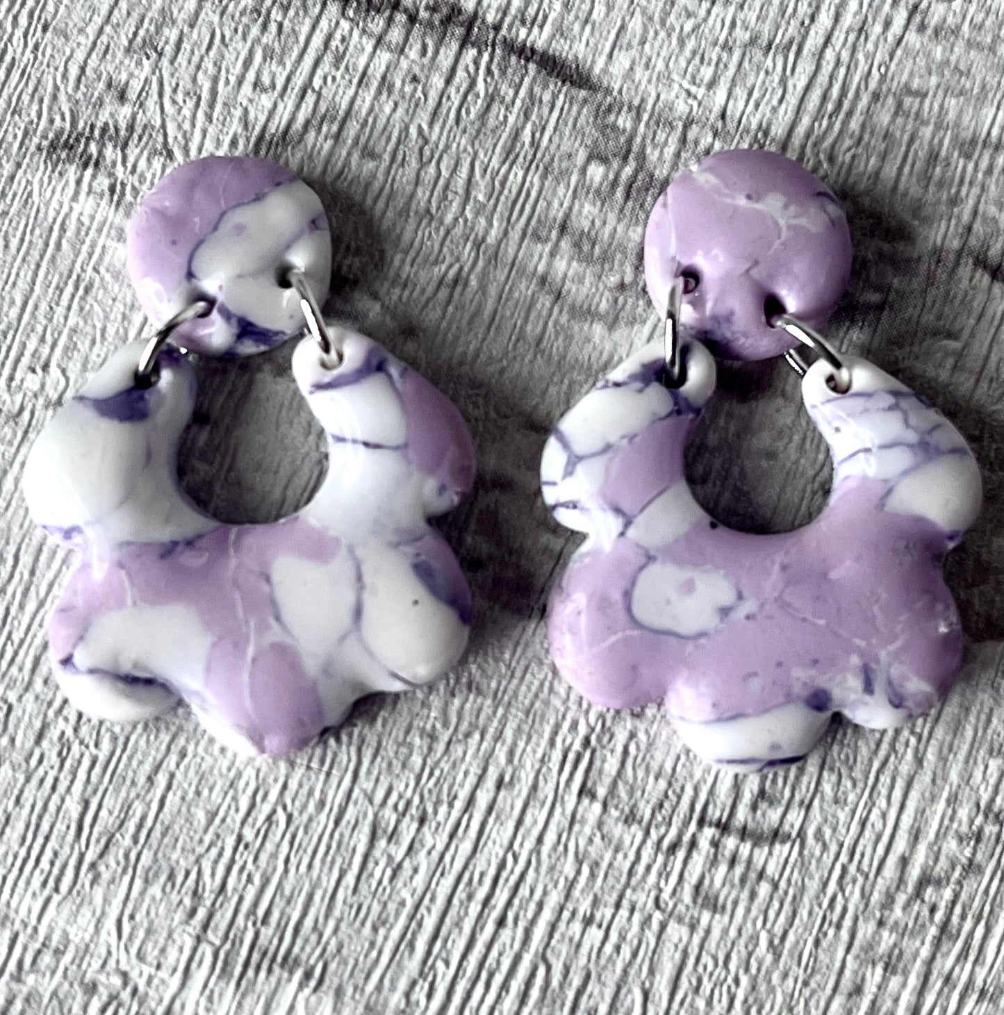 Purple & White Marble Earrings