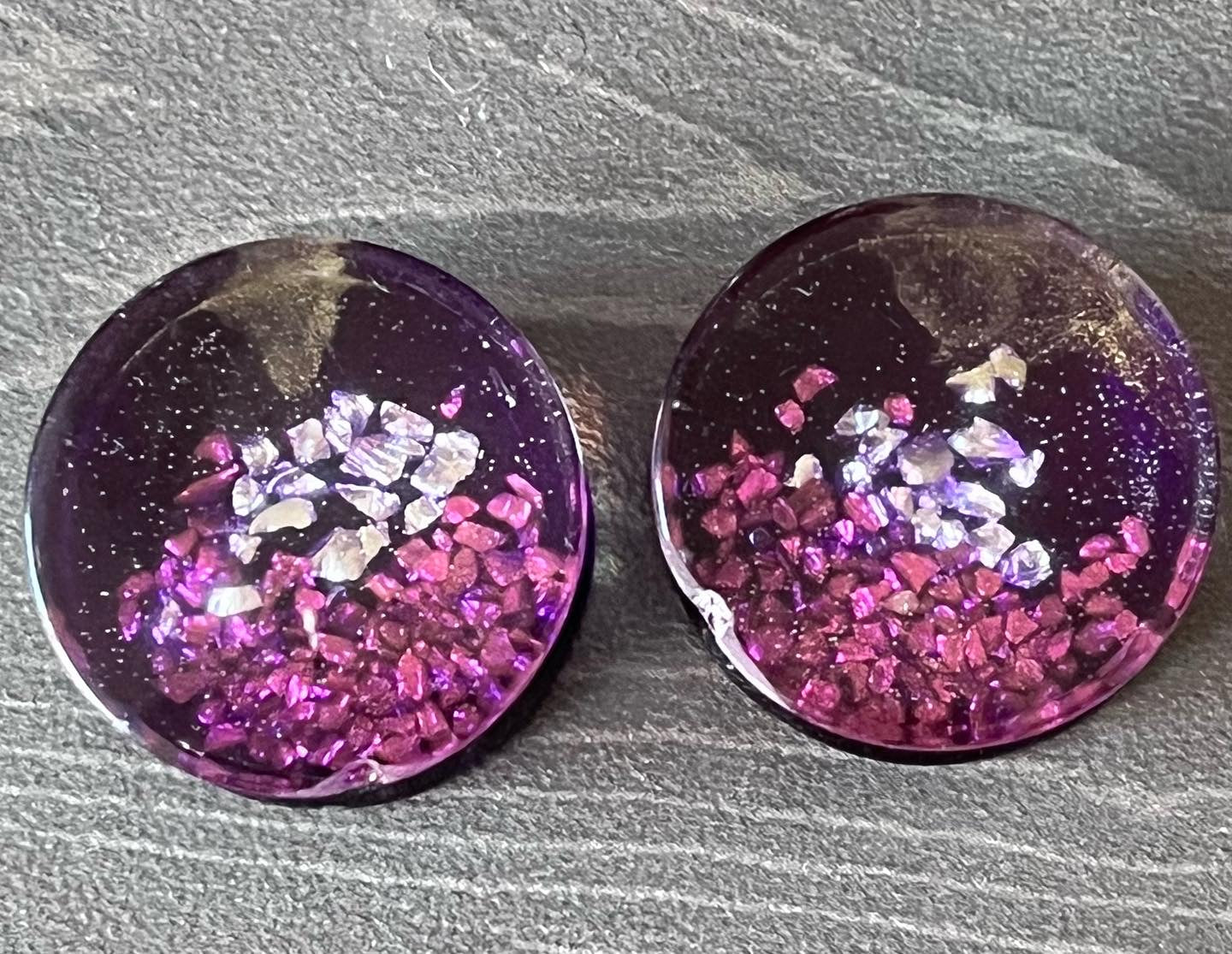 20mm Handmade Purple Sparkle Plugs