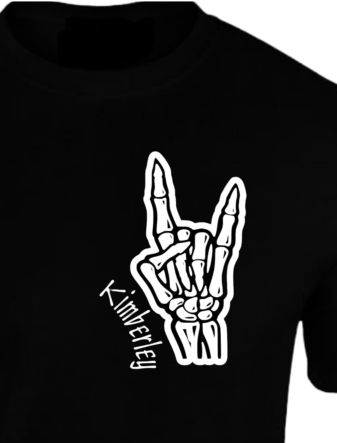 Black Skeleton Hands Personalised T-Shirt