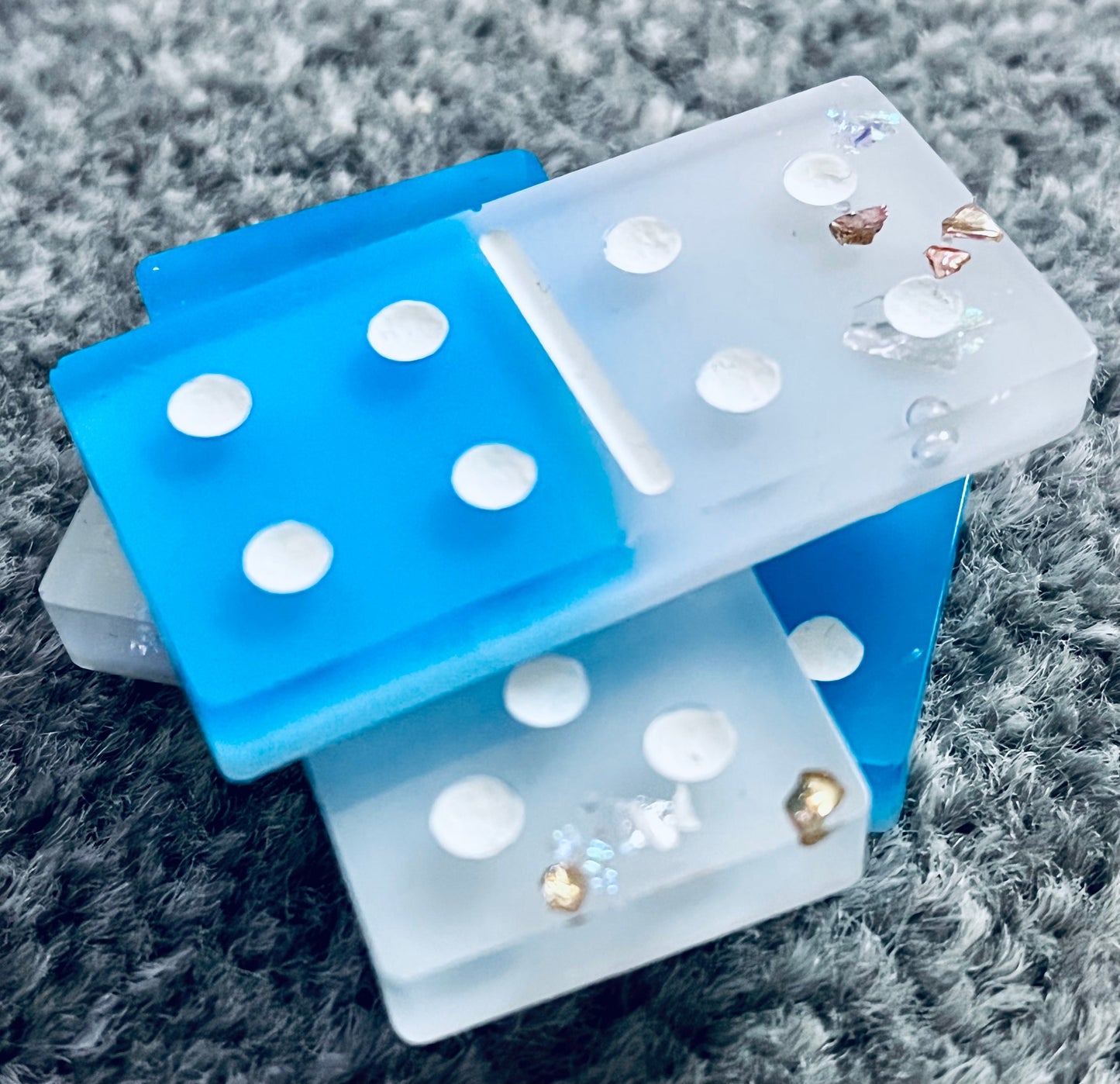 Handmade White & Blue Dominoes