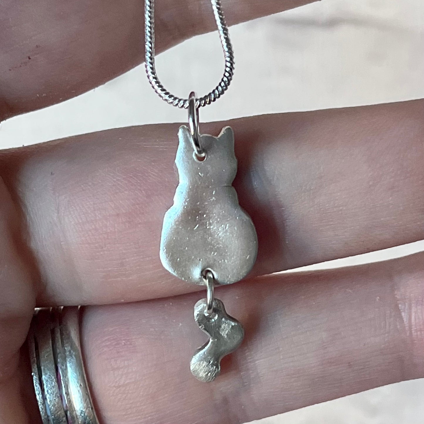 Handmade Silver Cat Necklace