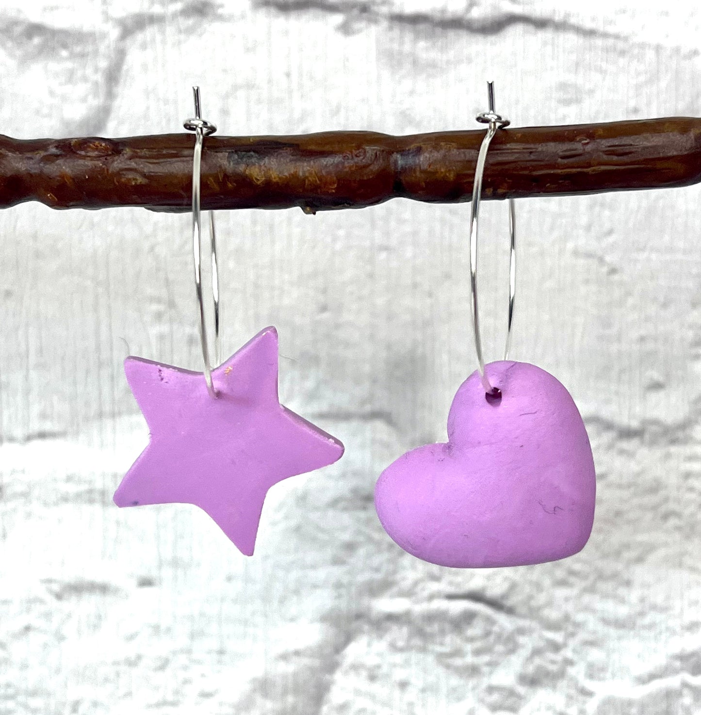 Gold/Silver Pink Star & Heart Hoop Earrings