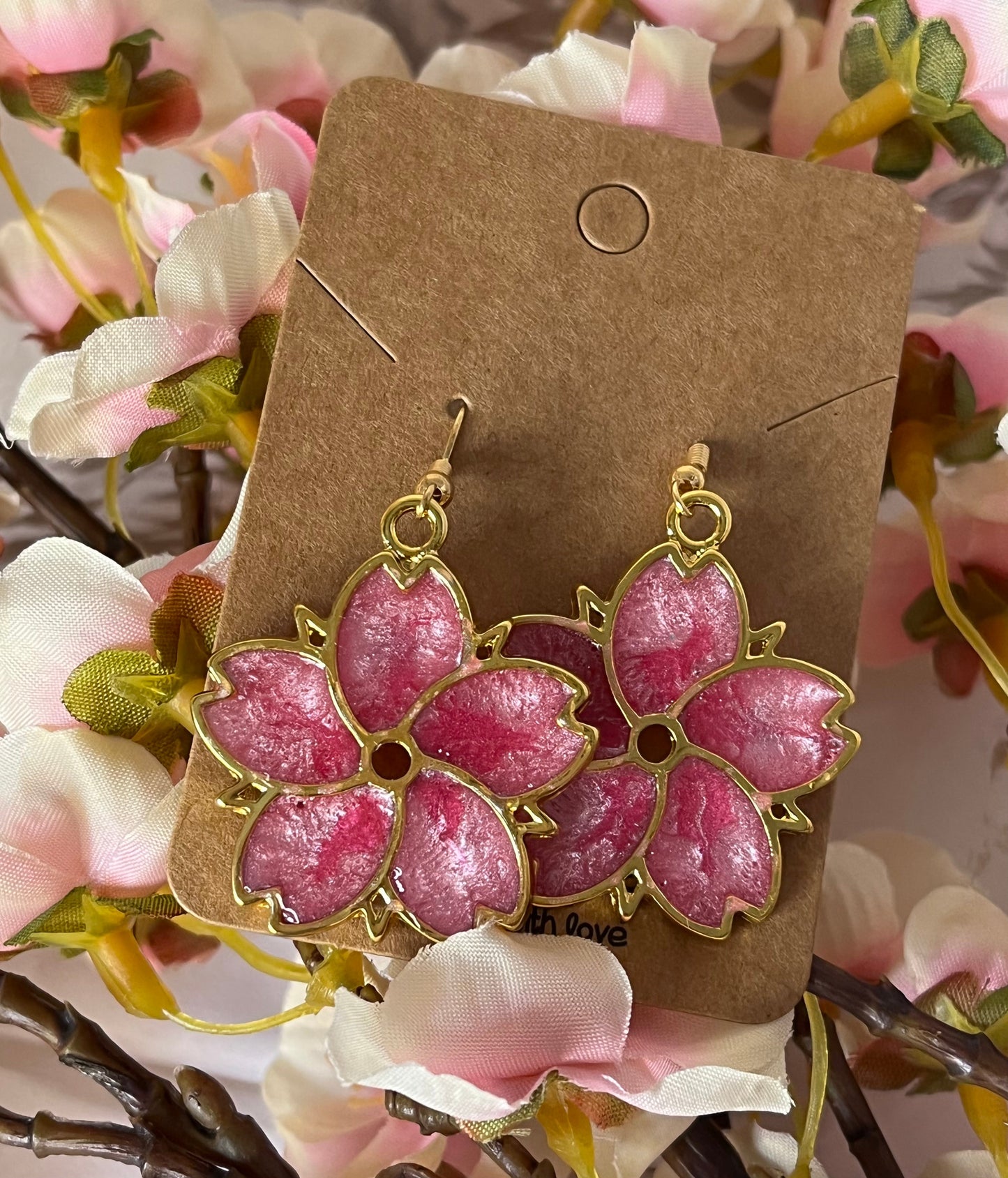 Handmade Gold Flower Resin Earrings