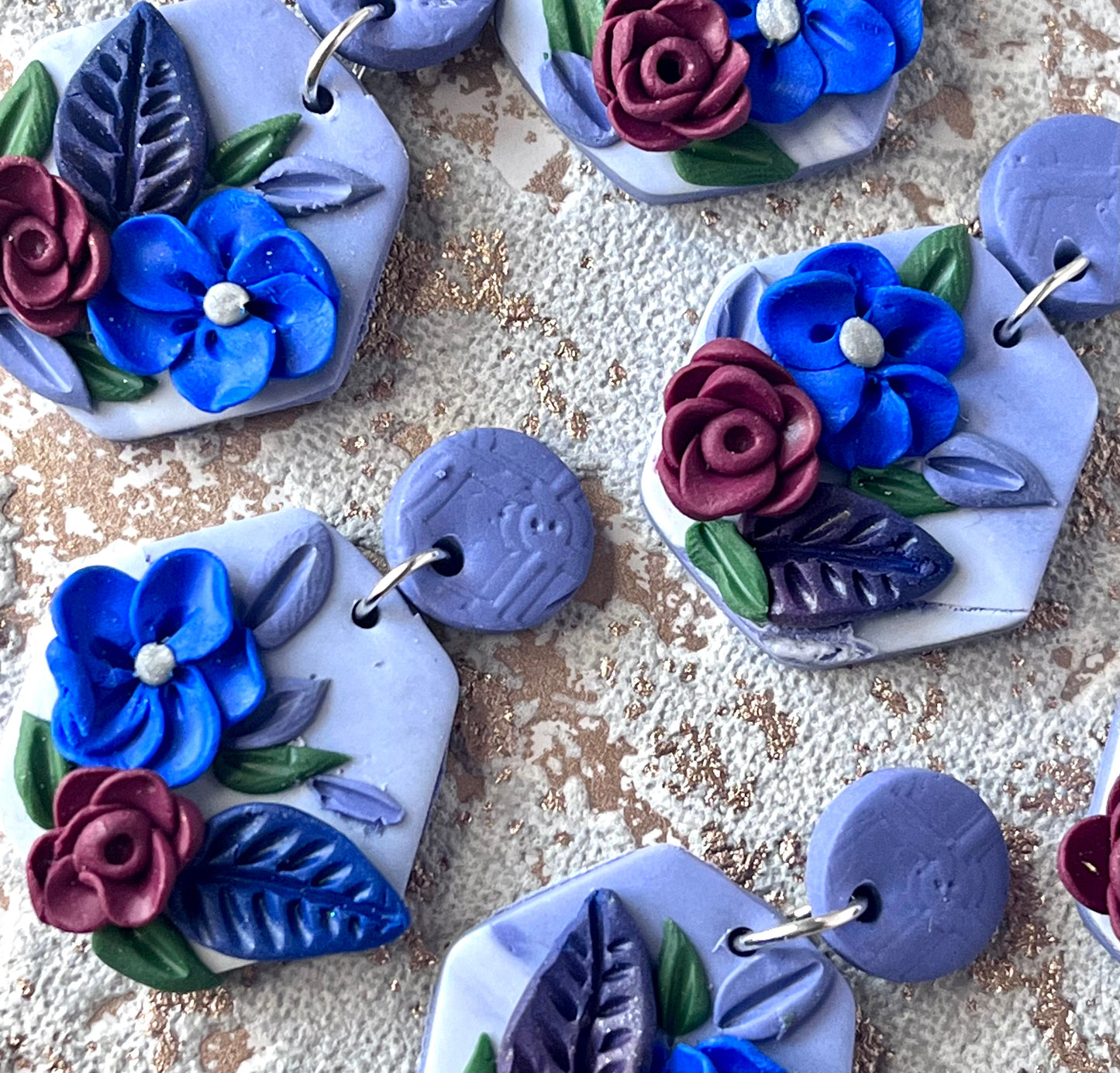 Blue Flower Polymer Clay Stud Earrings