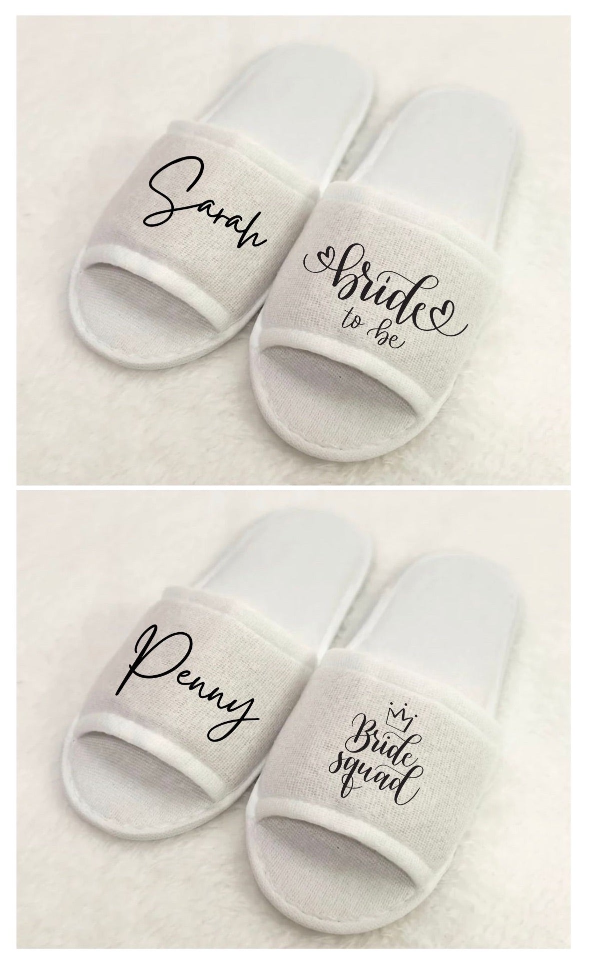 Personalised Bridal Open Toed Slippers