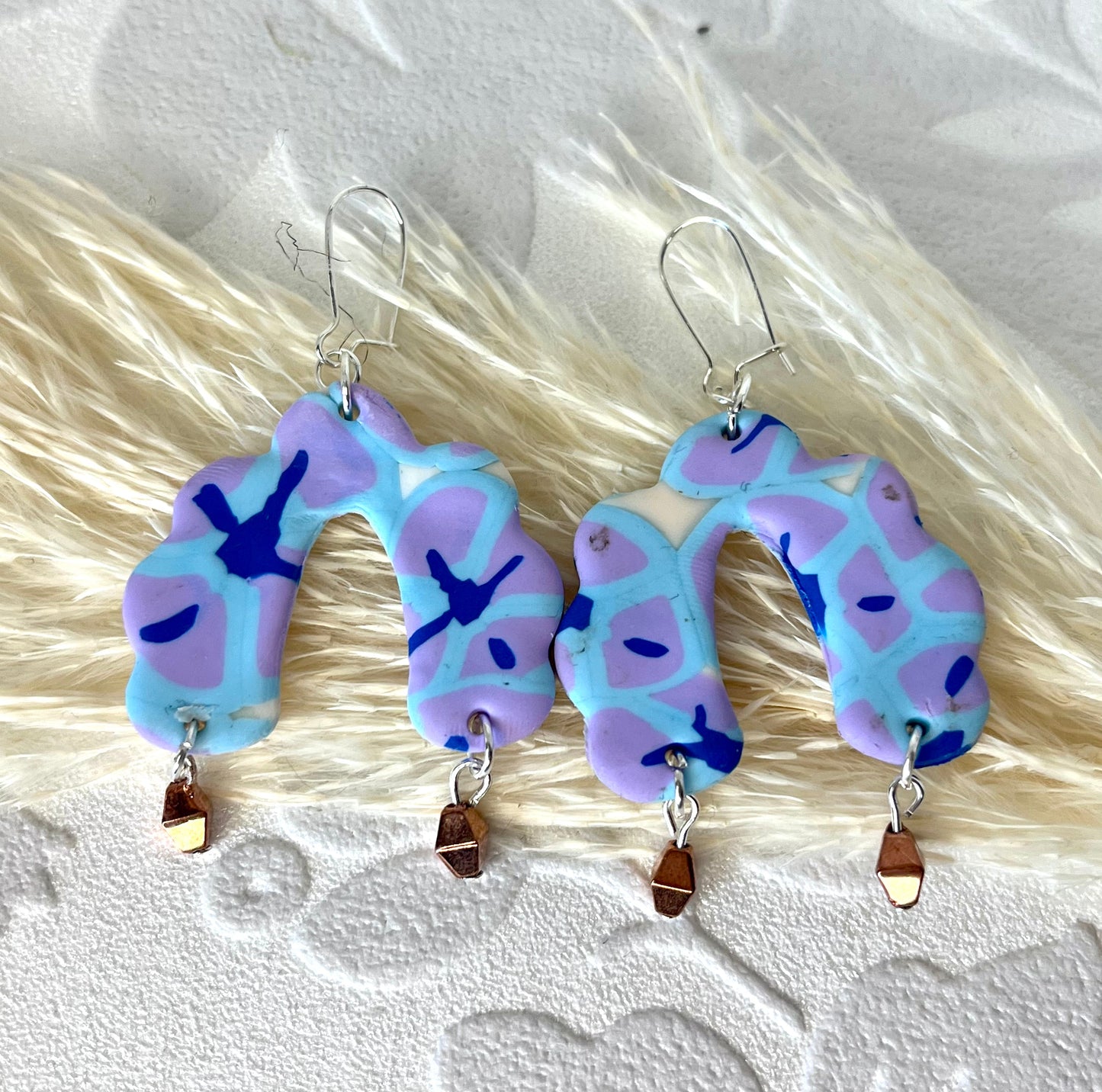 Blue & Purple Abstract Arch Earrings