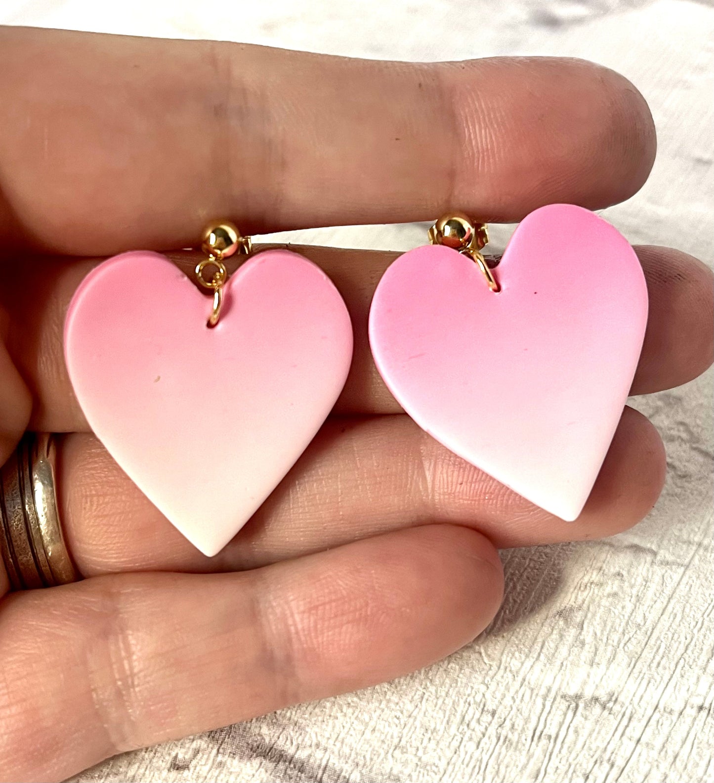 Pink Ombre Heart Earrings