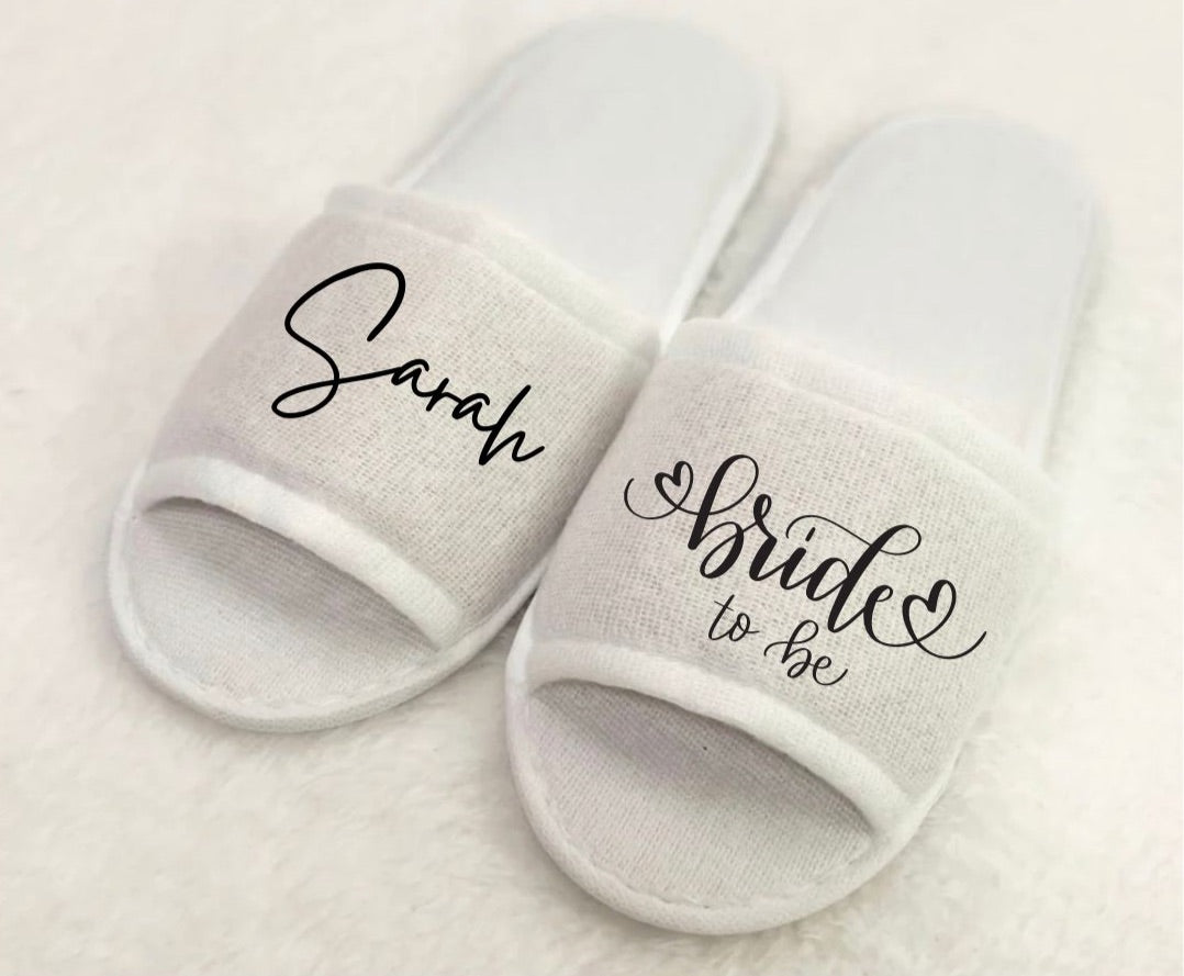 Personalised Bridal Open Toed Slippers