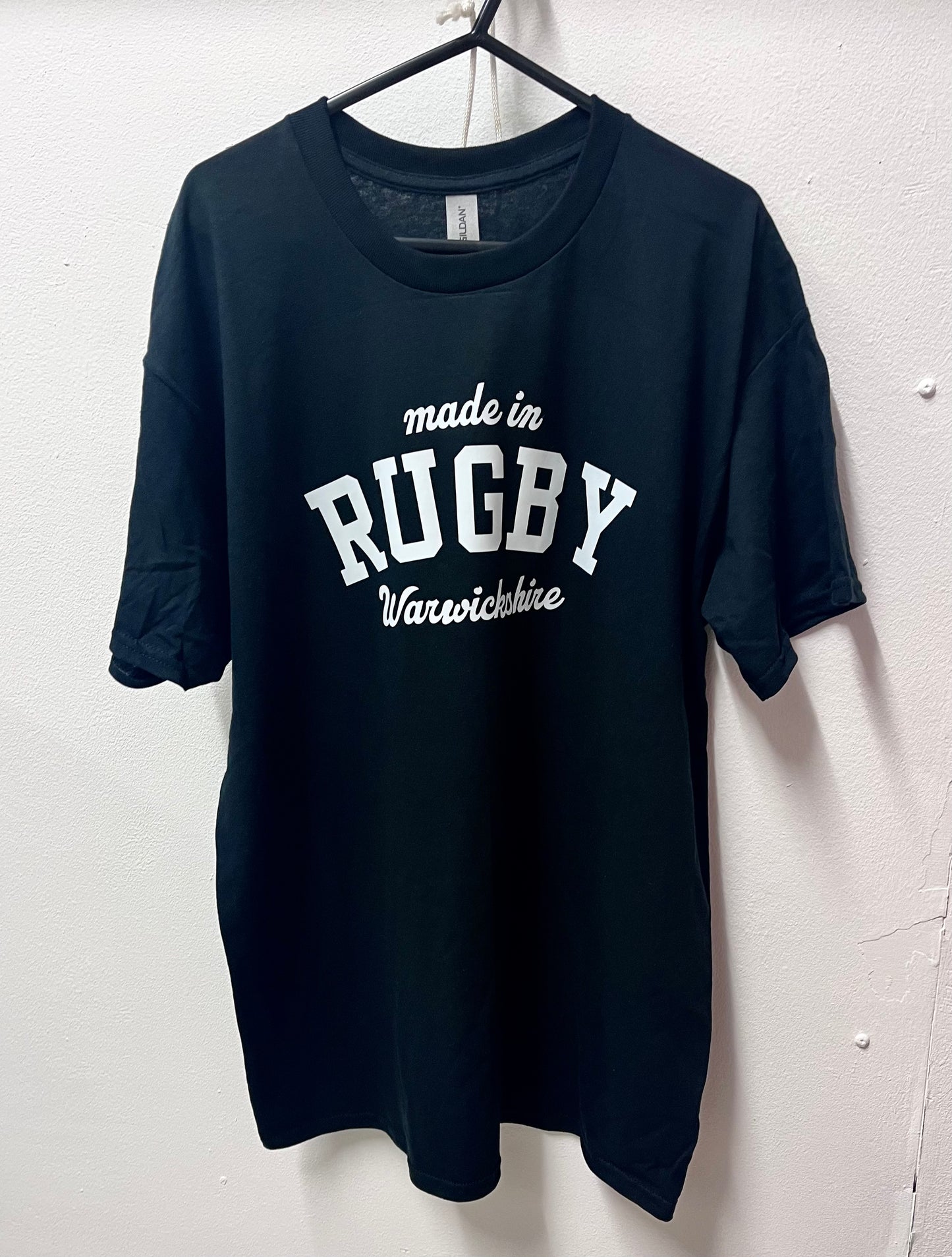 Made in Rugby Warwickshire 100% Cotton Black T-shirt